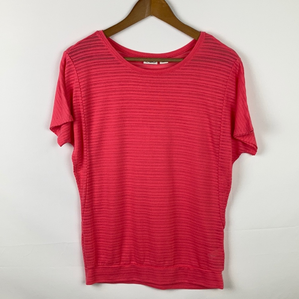 Cato Semi Sheer Blouse Pink Short Sleeve Small